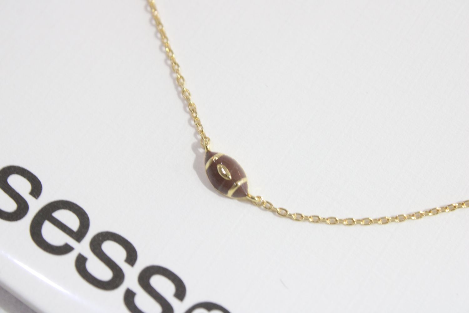Gold Filled Enameled Petite Football Necklace Gold Filled Enameled Petite Football Necklace