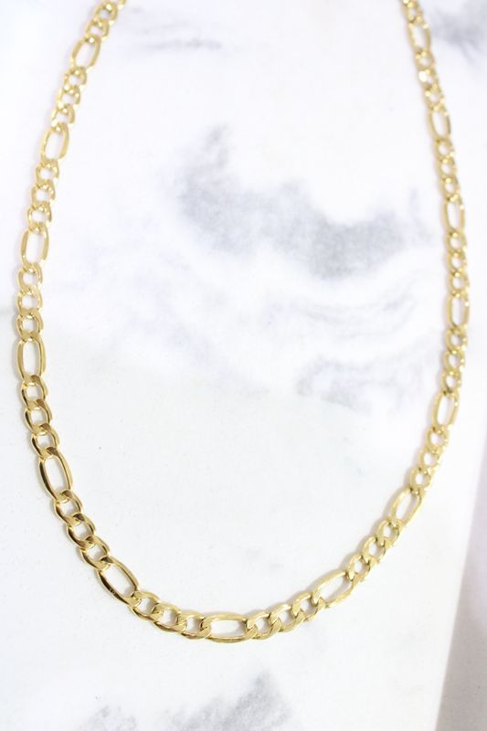 10kt Yellow Gold 5.35mm Semi Solid Figaro Chain, 18in
