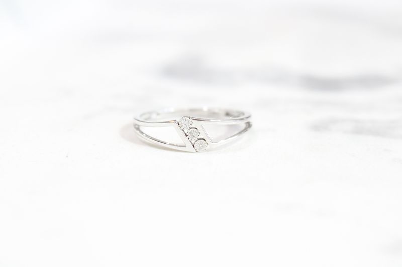10kt White Gold Open Shank .02ct 3 Diamond Promise Ring