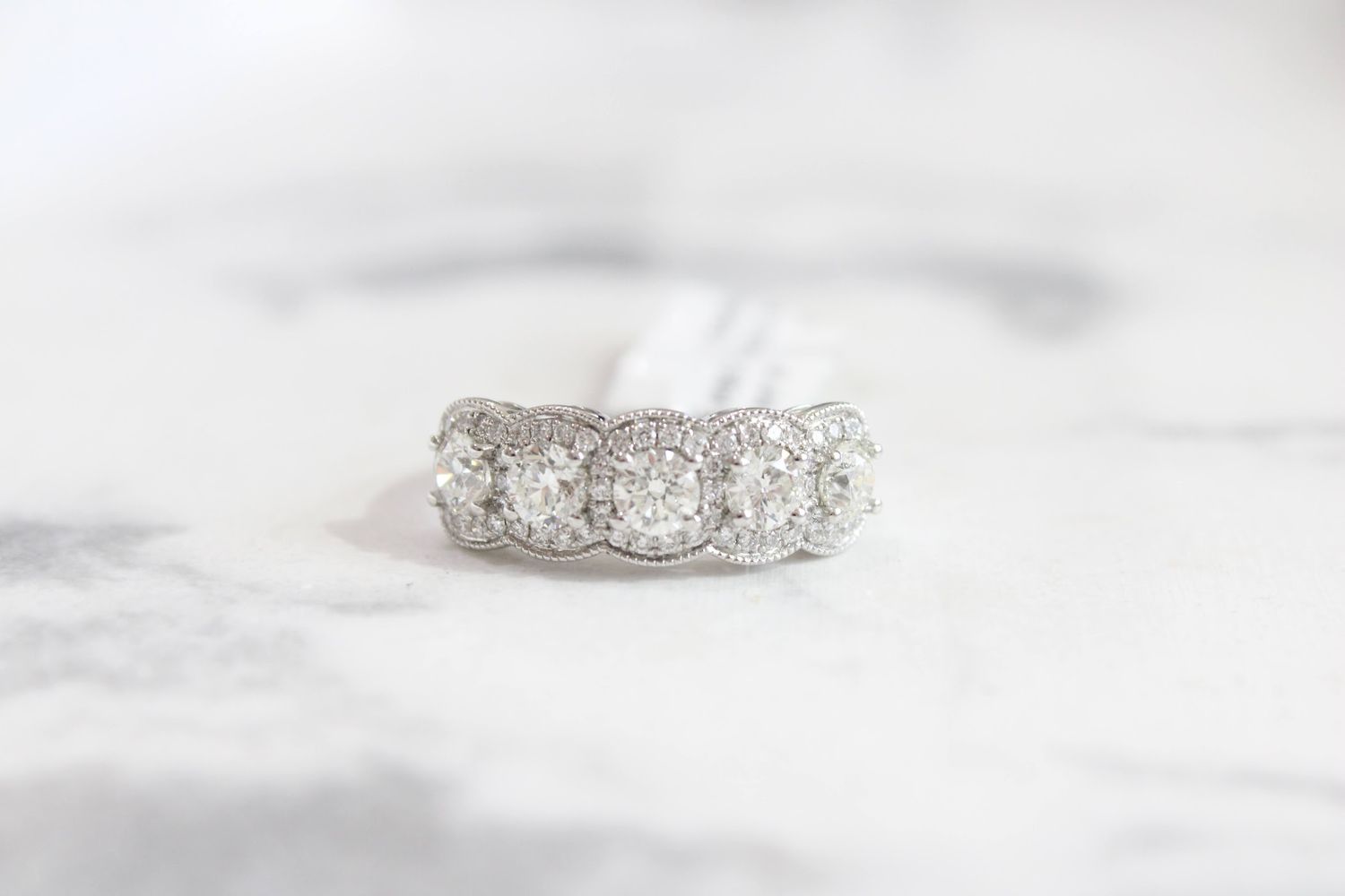 18kt White Gold 1.44ct 5 Halo Diamond Band 