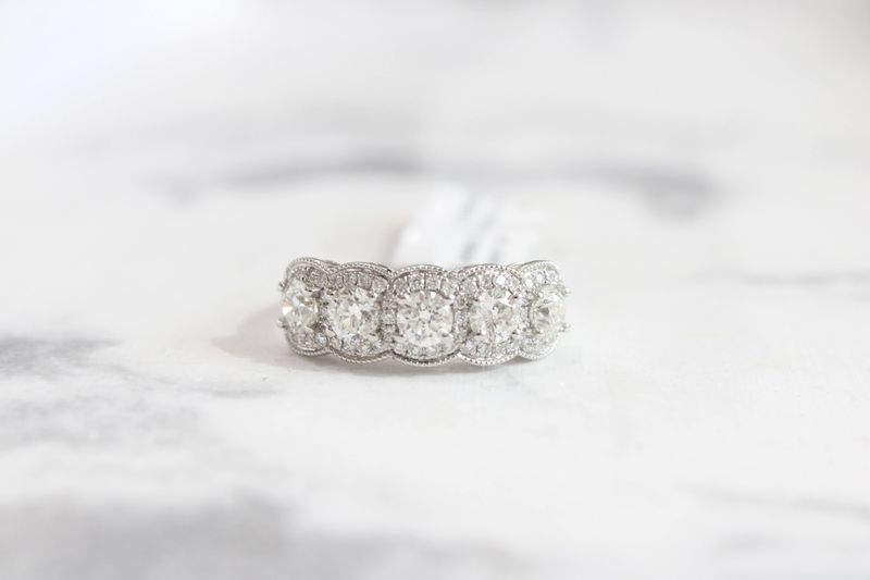 18kt White Gold 1.44ct 5 Halo Diamond Band 