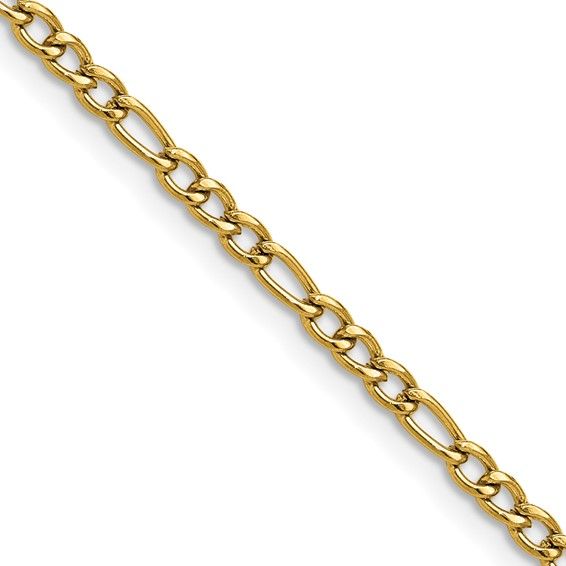 Chisel Stainless Steel Polished Yellow IP-plated 3mm 20 inch Figaro Chain