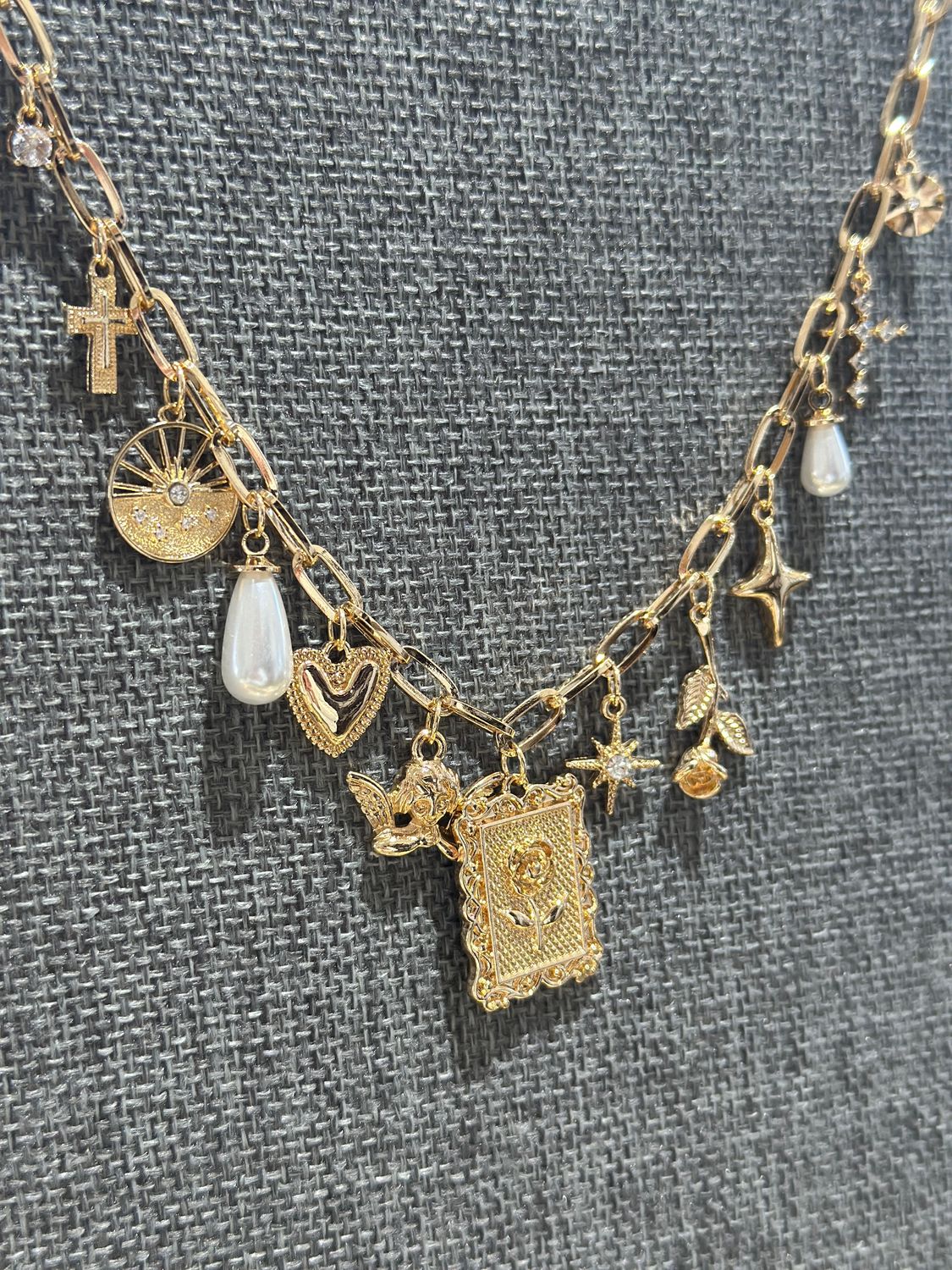 Boutique Charm Framed Rose Necklace