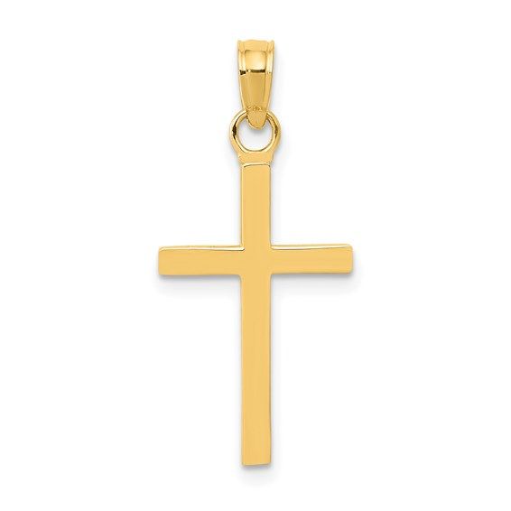 14k Yellow Gold Polished Cross Pendant