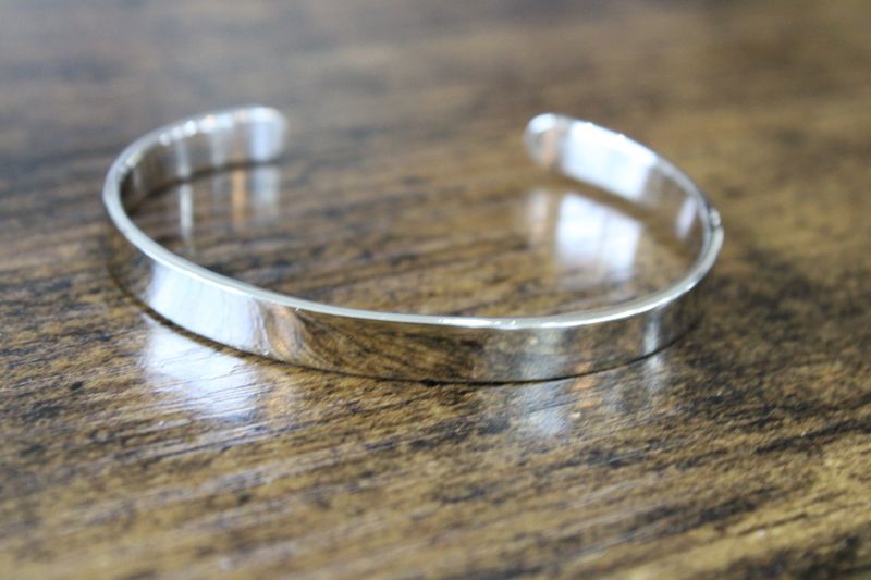 Sterling Silver Rhodium-Plated 6mm Polished Children&#39;s Bangle Bracelet