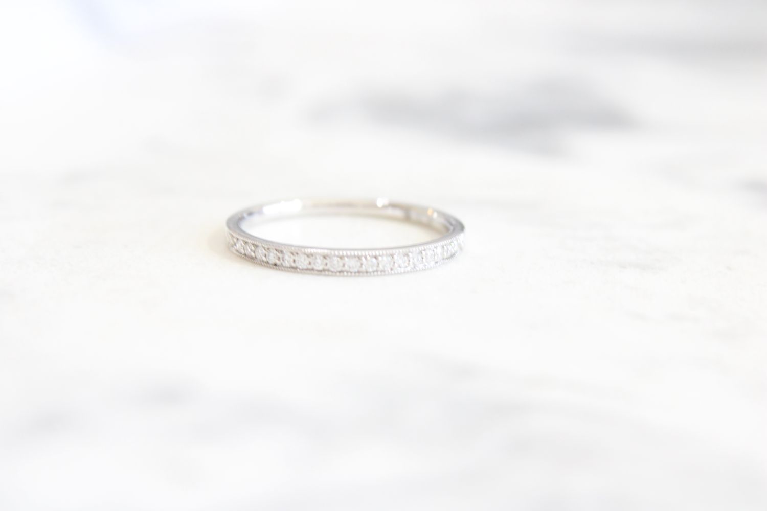 18k white gold diamond wedding band 17 diamonds at .11 carat