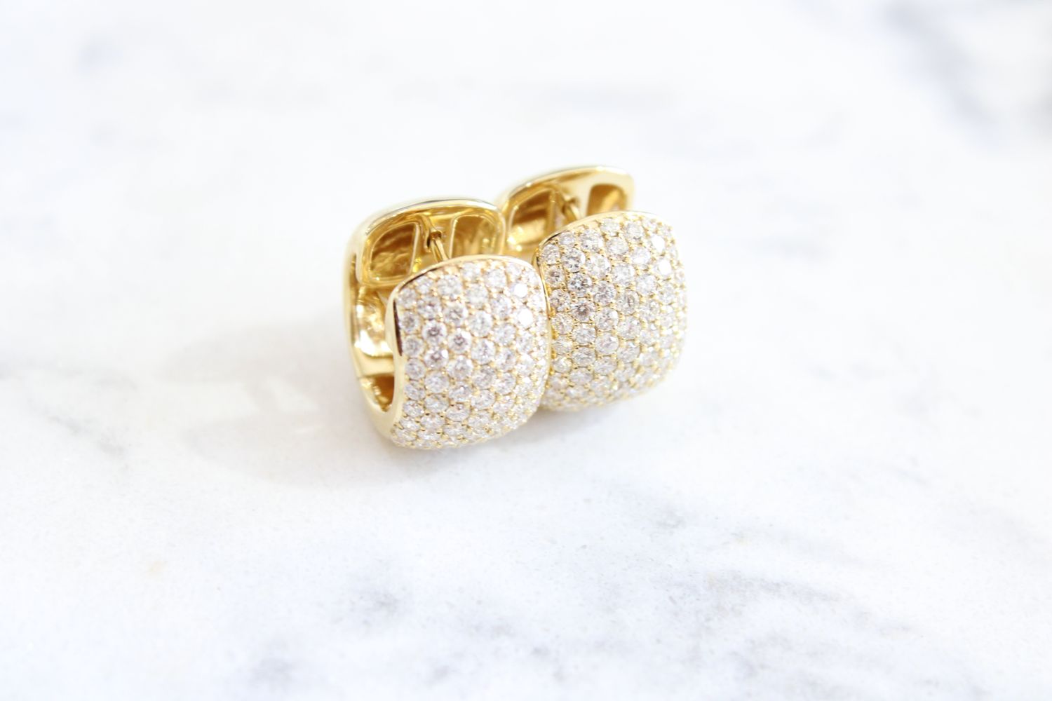 18kt Yellow Gold 1.73ct Diamond Pave Huge Hoops, 138 Round Diamonds