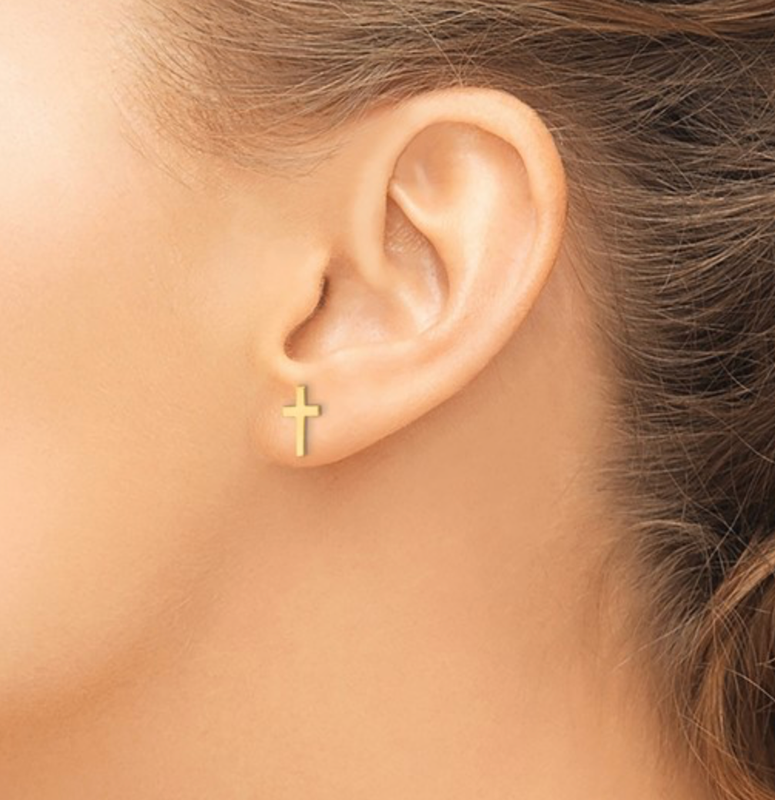 14k Polished Cross Earrings