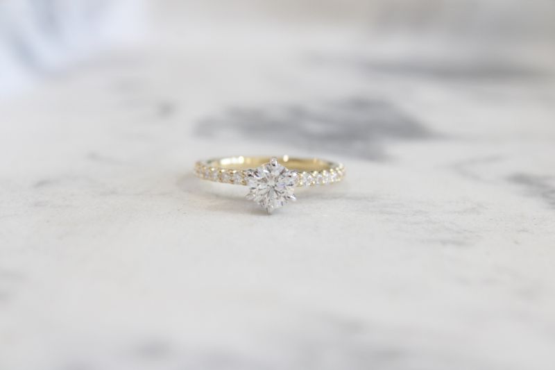 18kt Yellow Gold 1.11ct Diamond Accented Shank Engagement Ring, Center 3/4ct