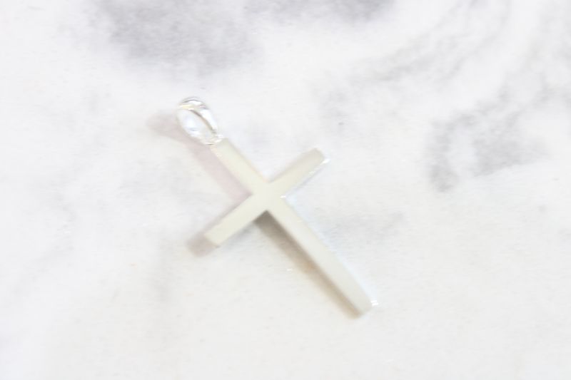 Sterling Silver Rhodium-plated Polished Front Textured Back Latin Cross Pendant