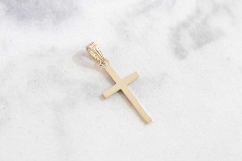 14k Yellow Gold Polished Cross Pendant