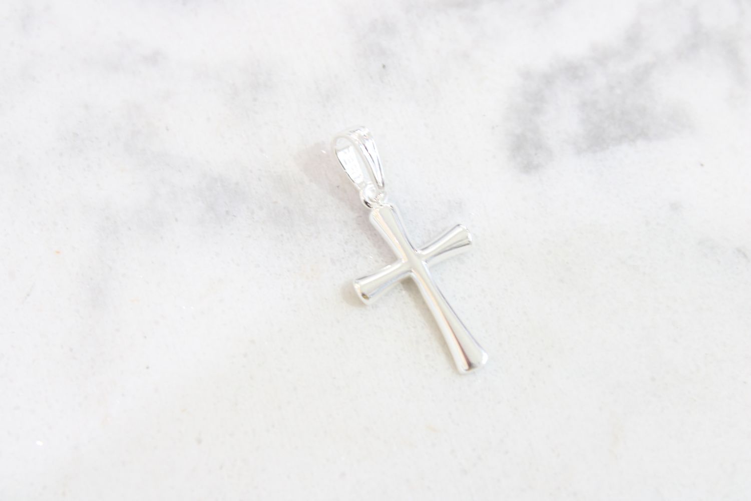 Sterling Silver Rhodium-plated Polished Cross Pendant