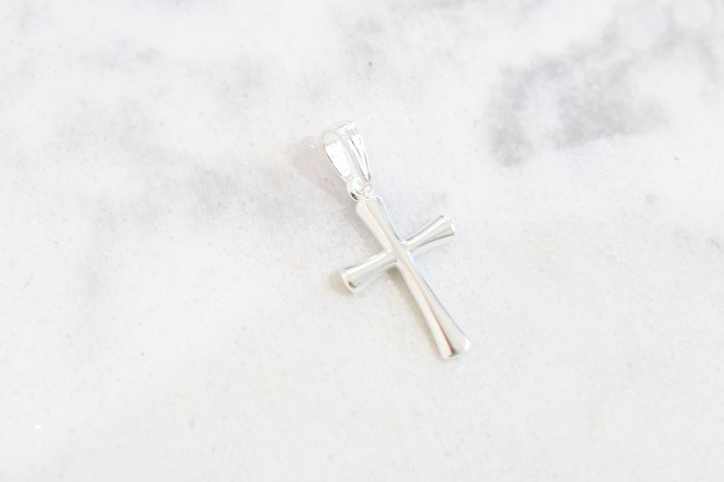 Sterling Silver Rhodium-plated Polished Cross Pendant