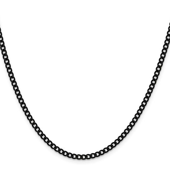 Chisel Stainless Steel Polished Black IP-plated 3mm 22 inch Round Curb Chain