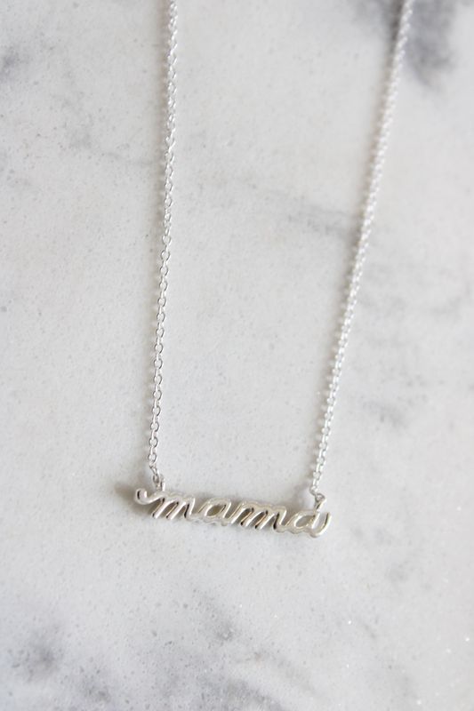 Sterling Silver Petite Mama Script 18&quot; Necklace