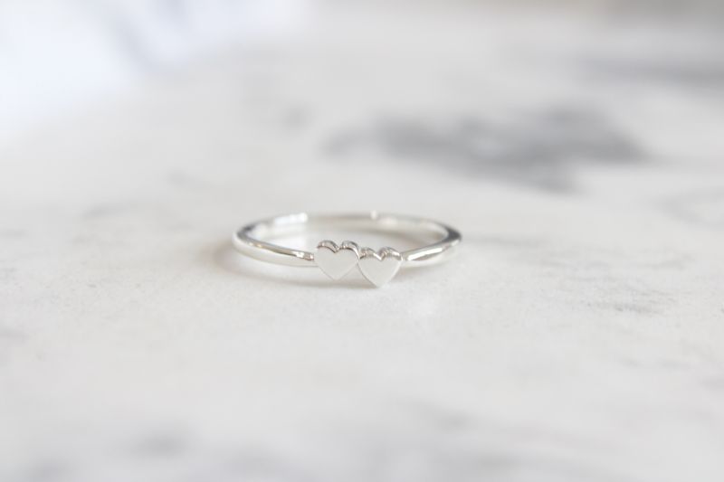 Sterling Silver 2-Heart Family Engravable Ring
