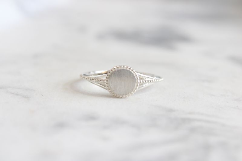 Sterling Silver 8.7 mm Engravable Beaded Signet Ring