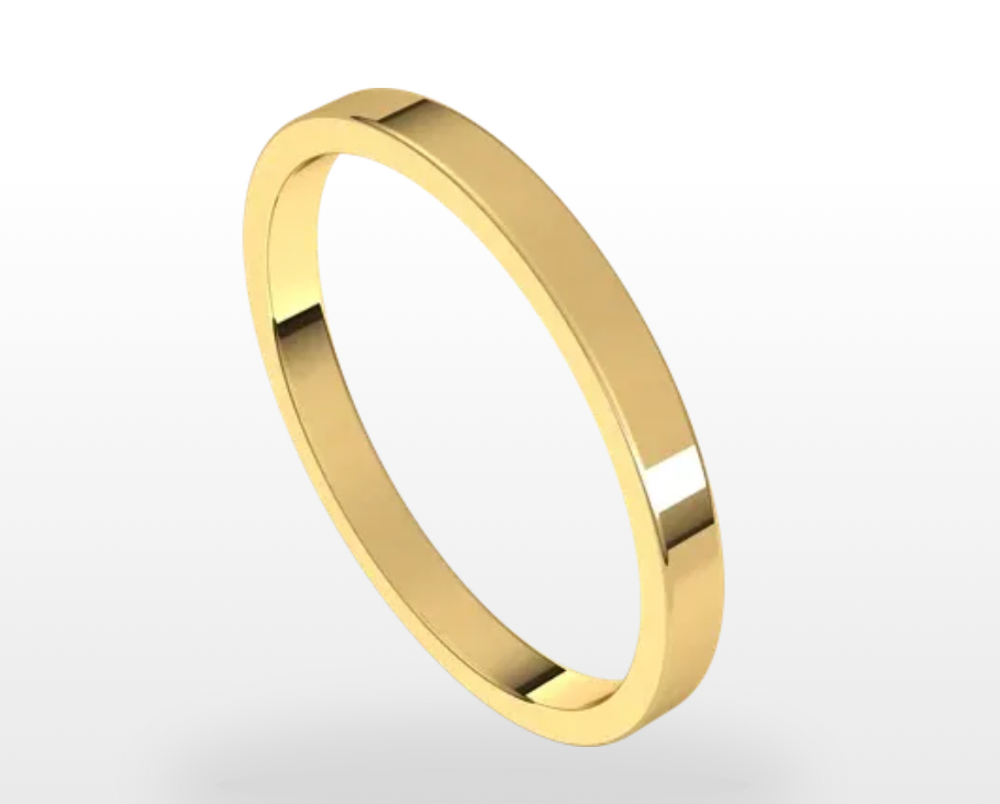 10kt Yellow Gold 2mm Flat Band, size 7, with Custom Engraving