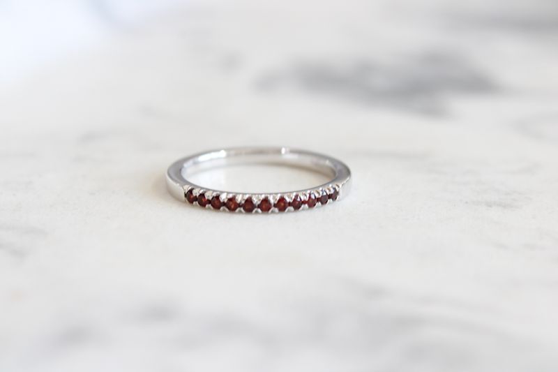 Sterling Silver Natural Mozambique Garnet Stackable Ring