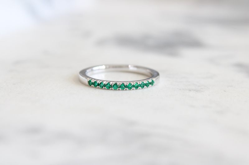 Sterling Silver Lab-Grown Emerald Stackable Ring