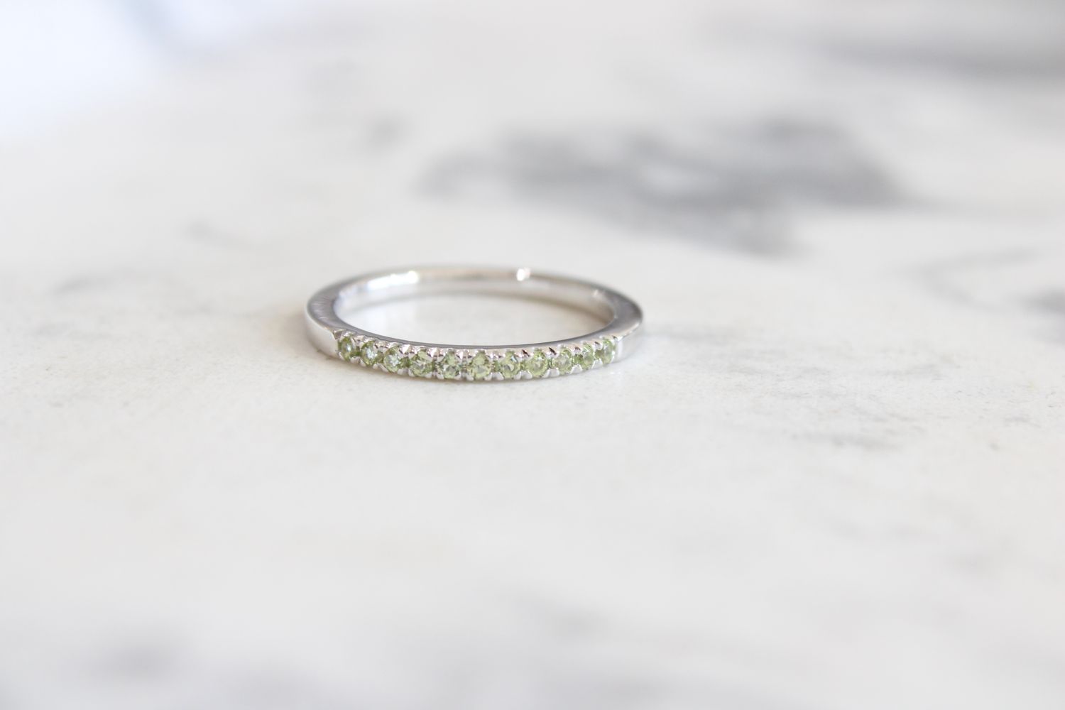 Sterling Silver Natural Peridot Stackable Ring