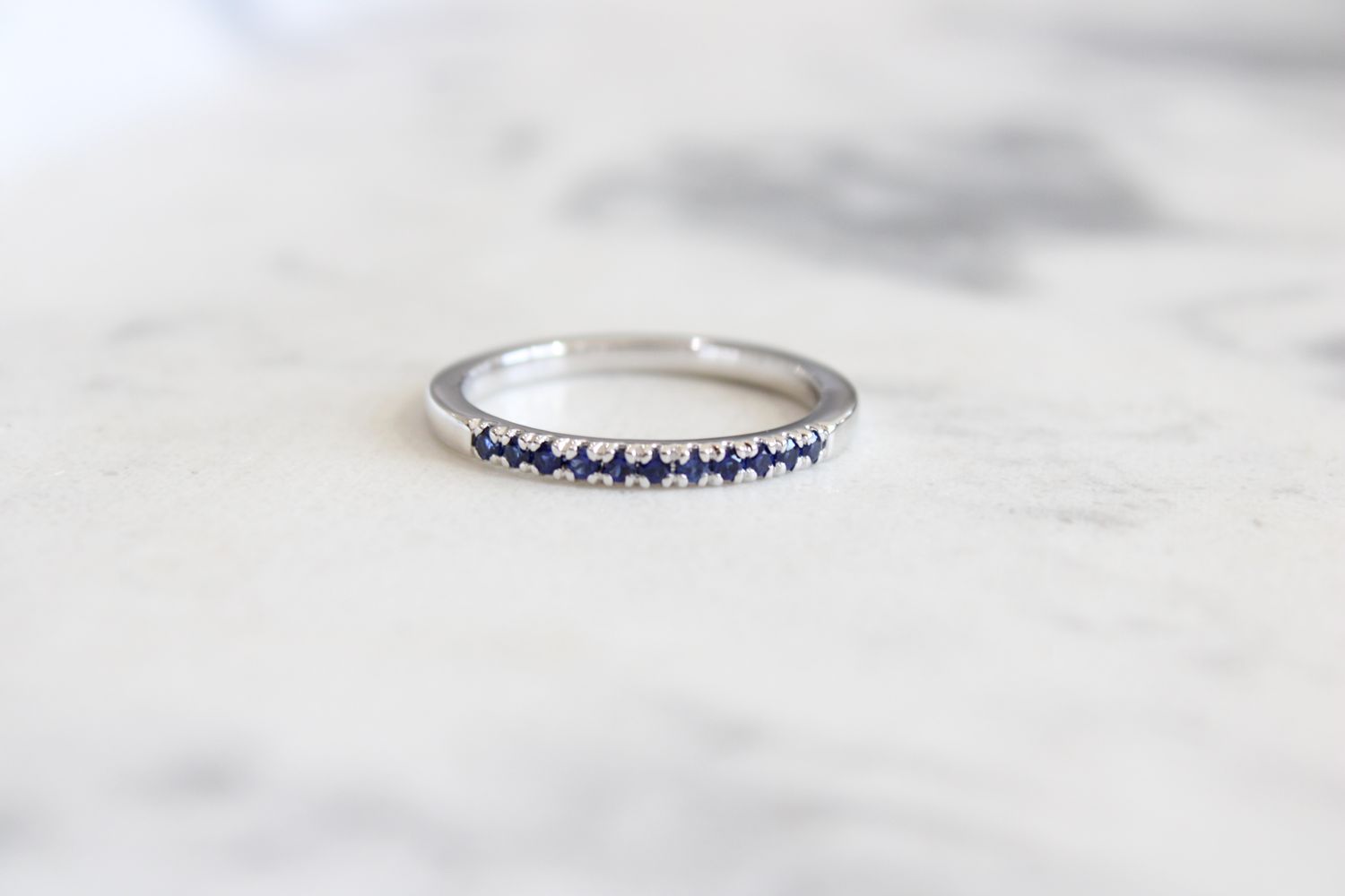 Sterling Silver Lab-Grown Blue Sapphire Stackable Ring