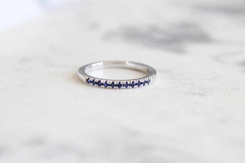 Sterling Silver Lab-Grown Blue Sapphire Stackable Ring