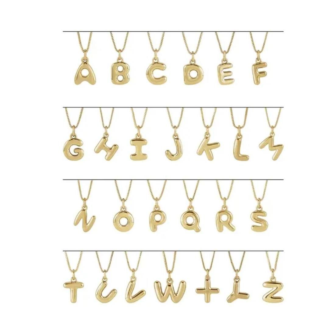 14K Yellow Bubble Initial L 18&quot; Necklace