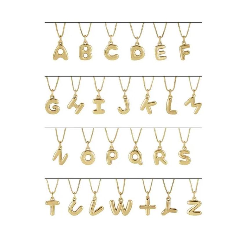 14K Yellow Bubble Initial L 18&quot; Necklace