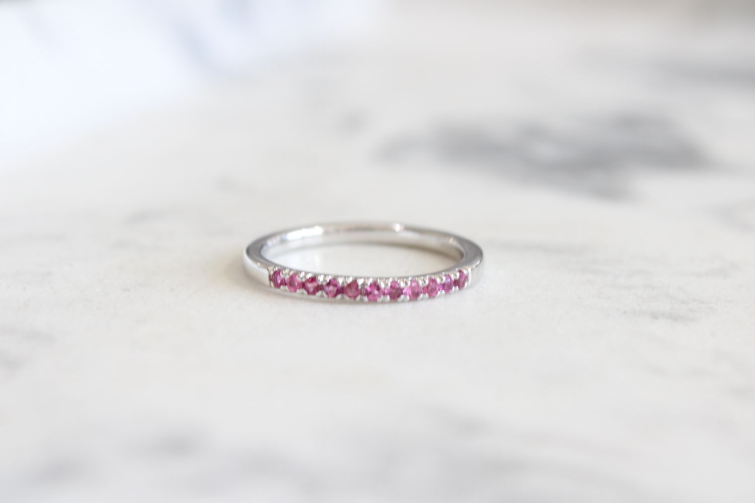 Sterling Silver Natural Pink Tourmaline Stackable Ring