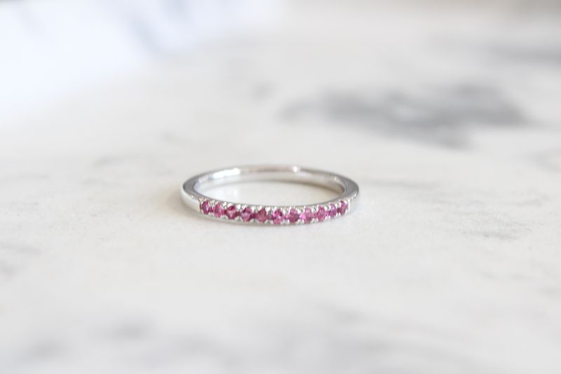 Sterling Silver Natural Pink Tourmaline Stackable Ring