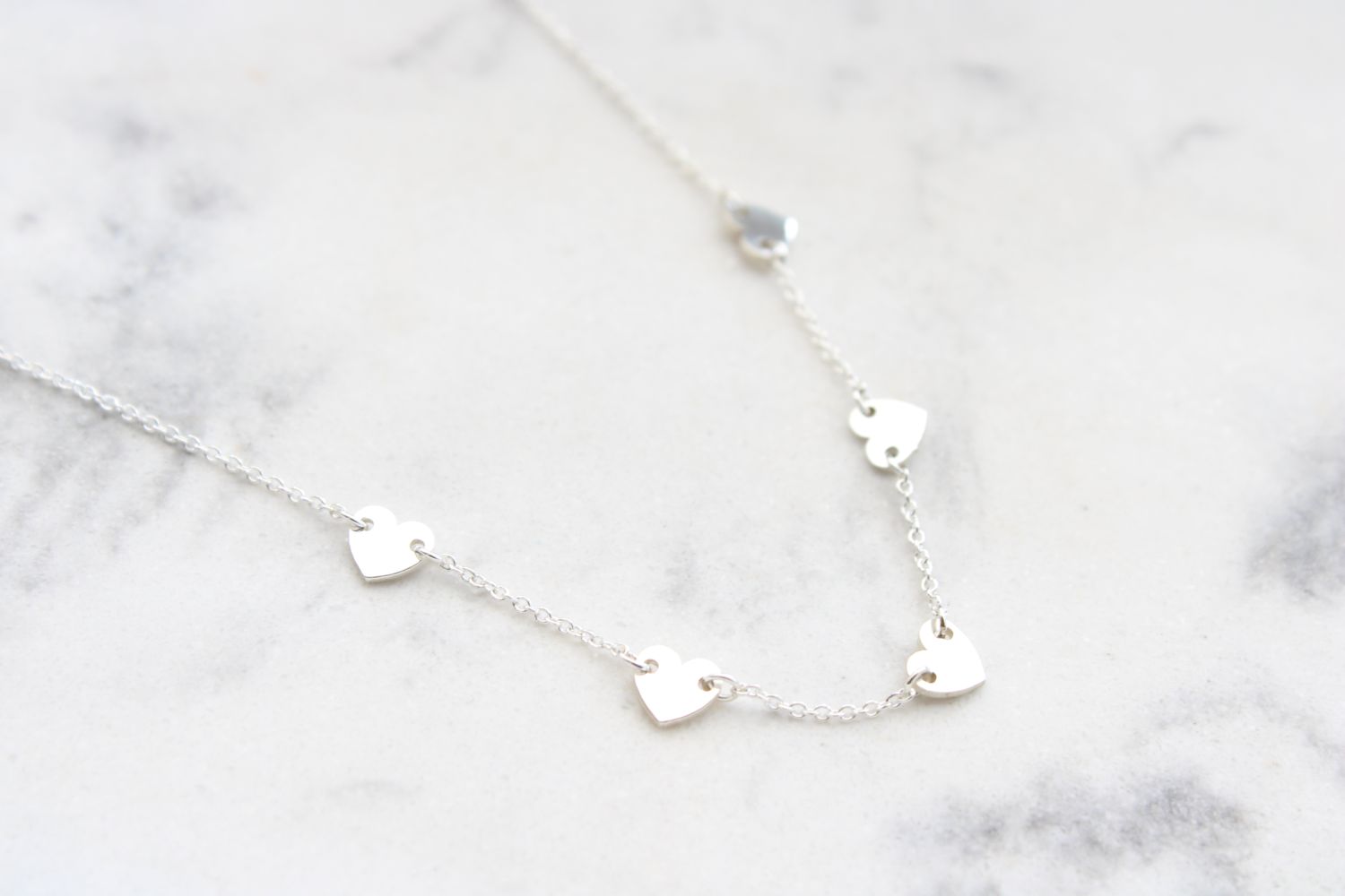 Sterling Silver 5-Heart Engravable Family 16&quot; Necklace