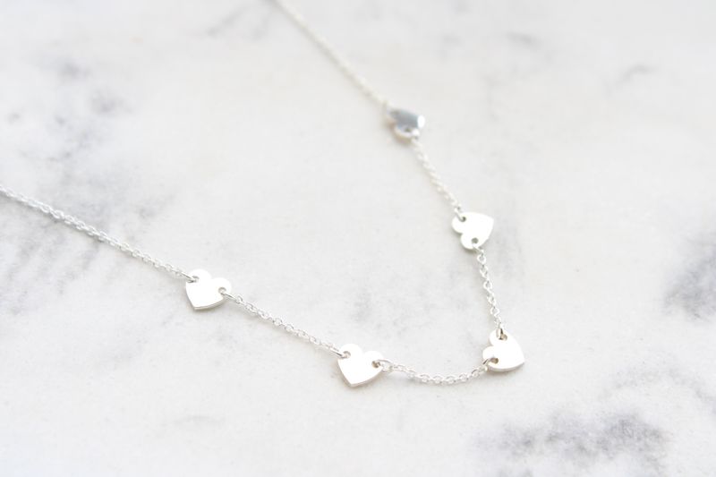 Sterling Silver 5-Heart Engravable Family 16&quot; Necklace