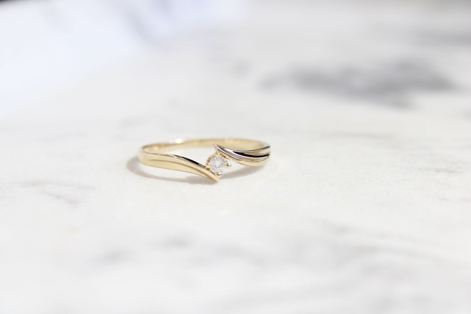10kt Yellow Gold Diamond Solitaire Promise Ring 