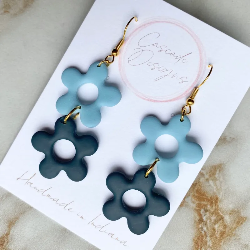 Cascade Designs The Izzy Blue Flower Ball Post Earring