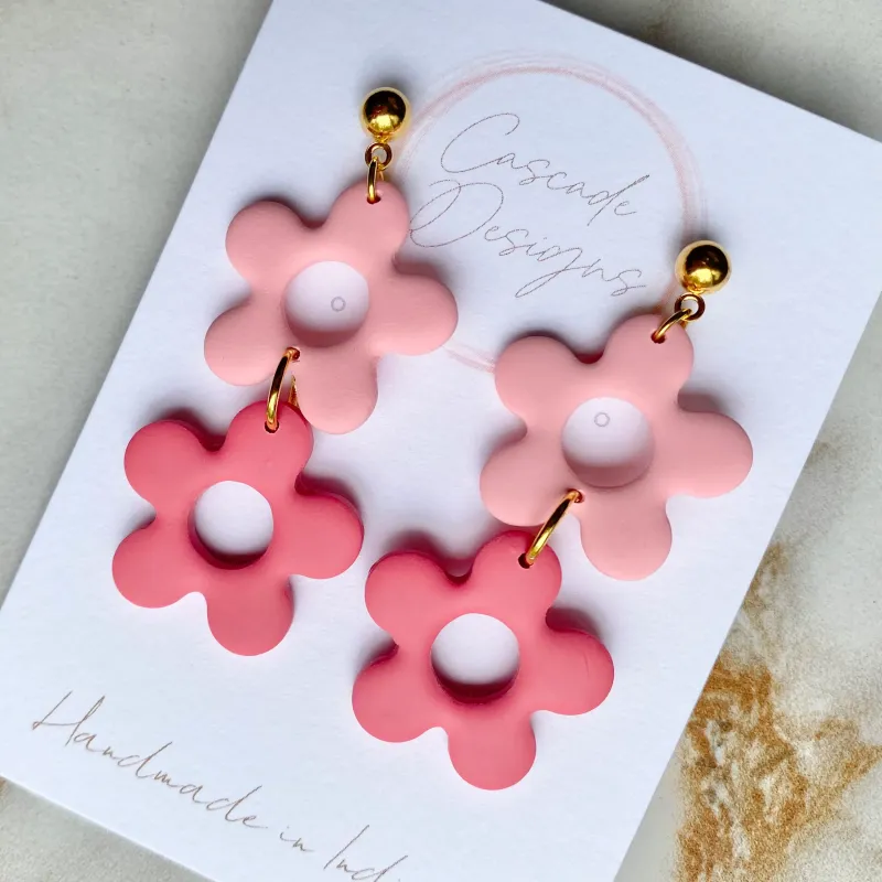 Cascade Designs The Izzy Pink Flower Ball Post Stud Earrings