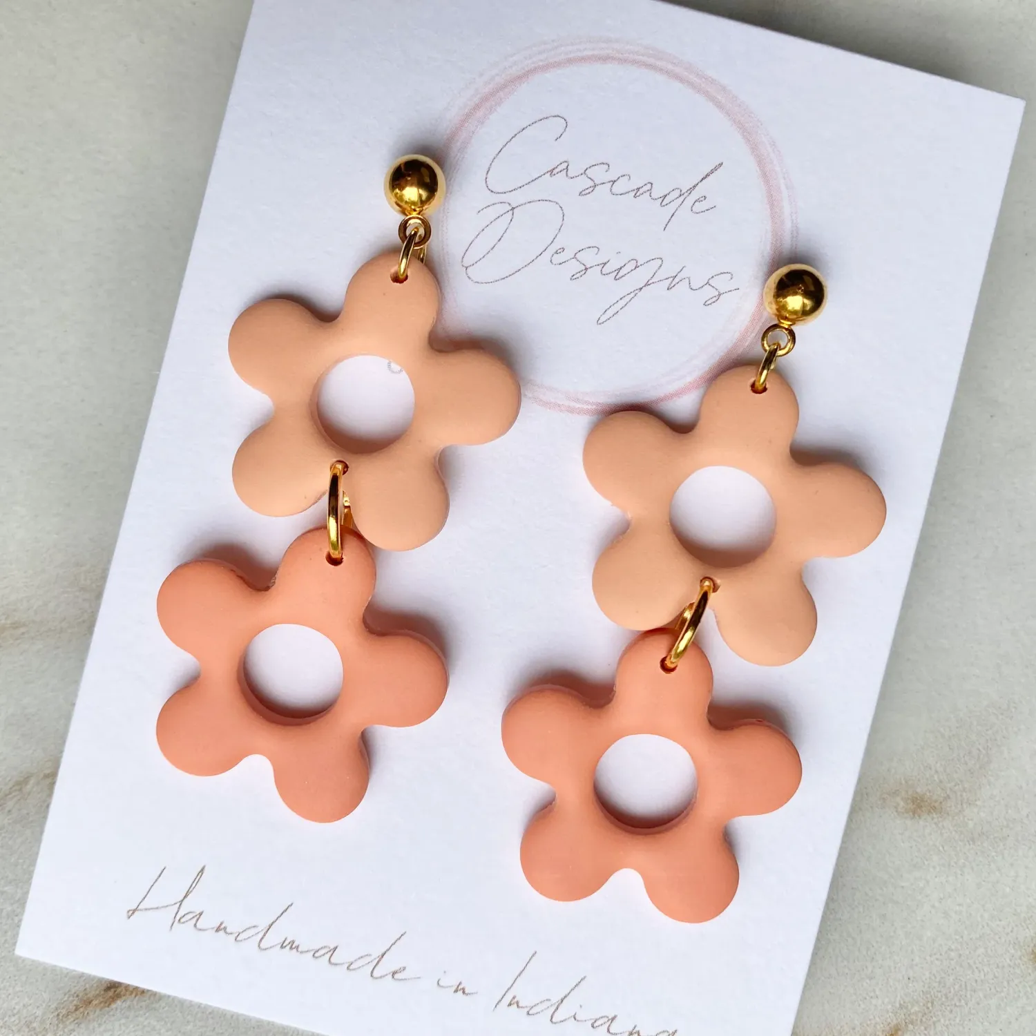 Cascade Designs The Izzy Orange Flower Ball Post Earrings