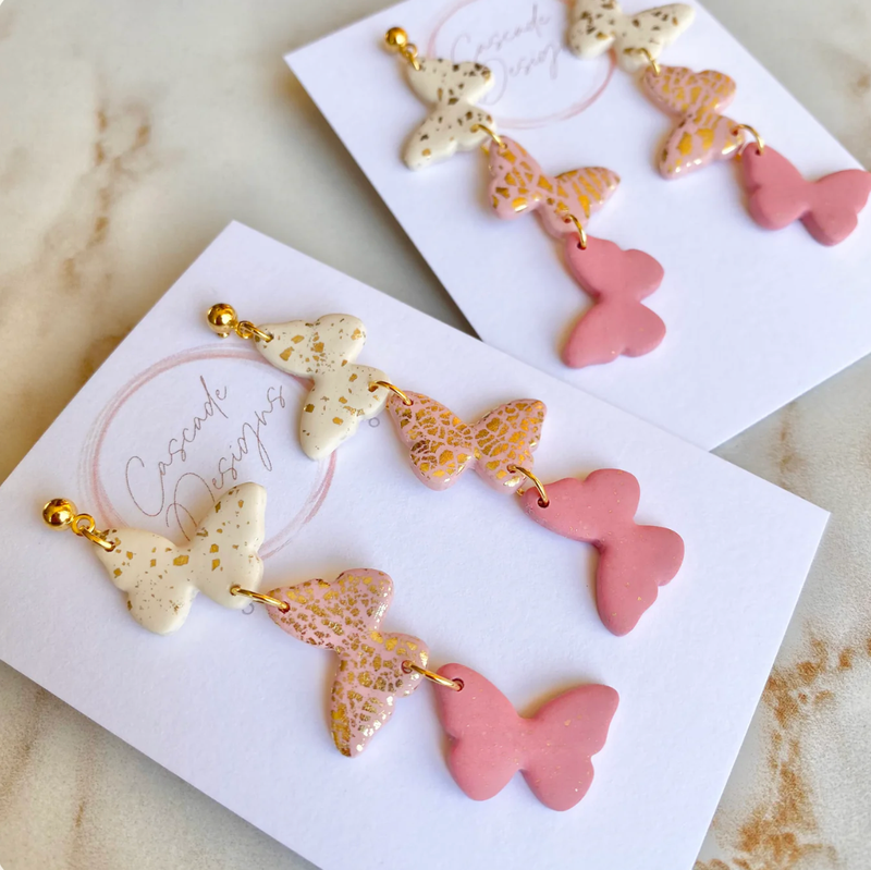 Cascade Designs Mona Gold Flake Butterfly Post Earring