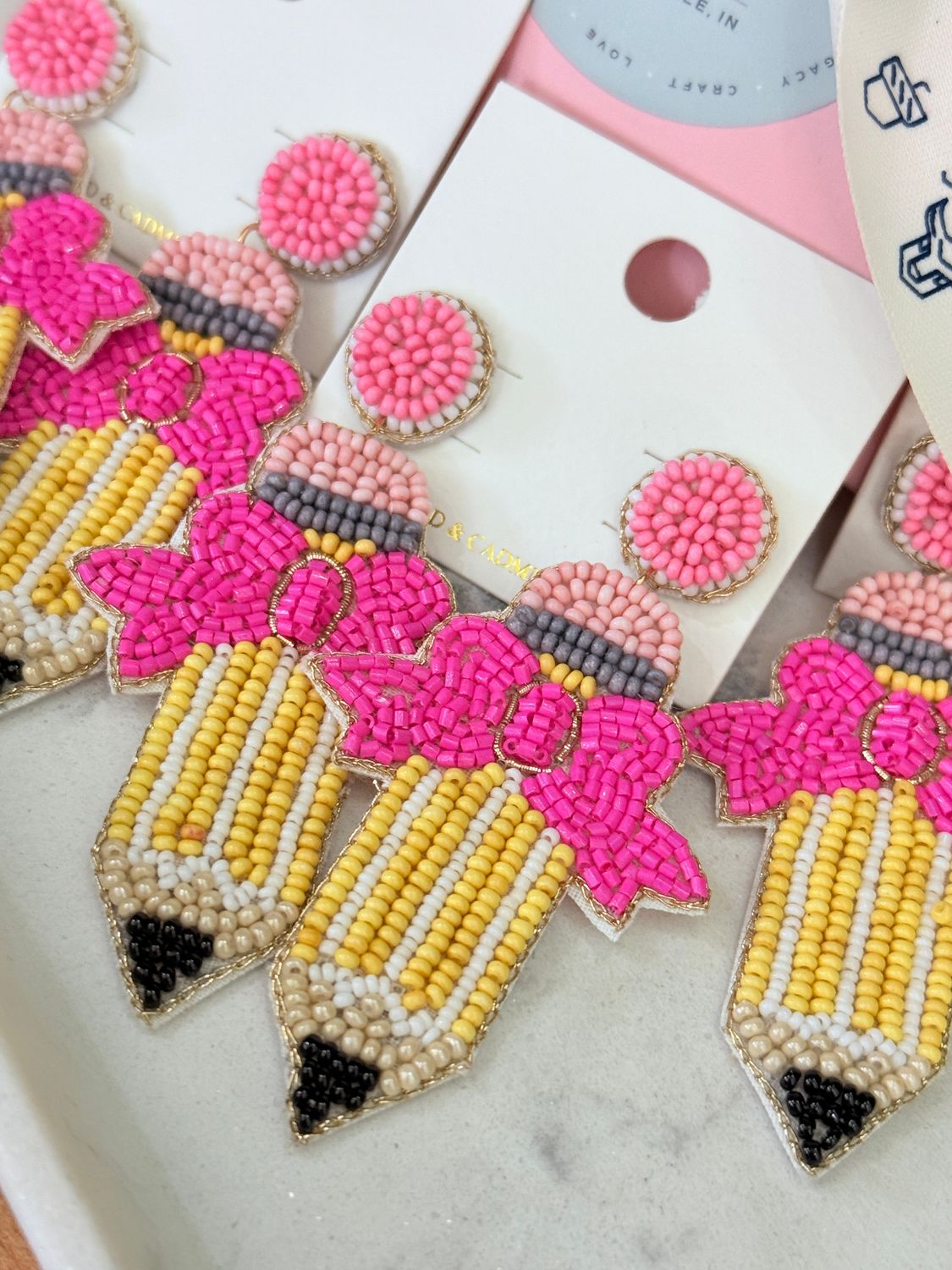 Boutique Pencil Bow Earrings 