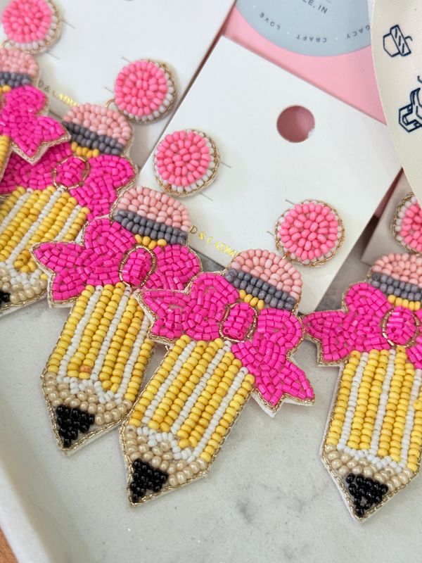 Boutique Pencil Bow Earrings 