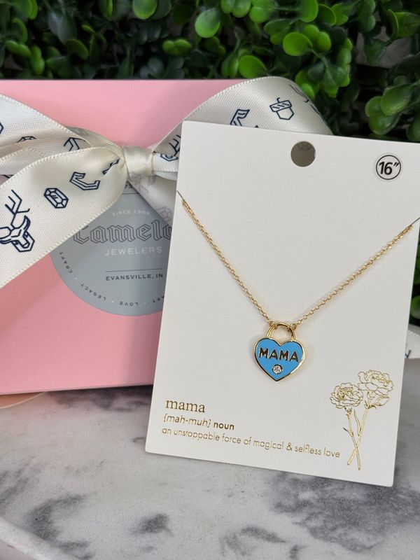 Boutique Blue Enameled Mama Necklace