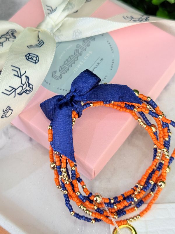 Boutique Blue &amp; Orange Multi Pack Bead Bracelets
