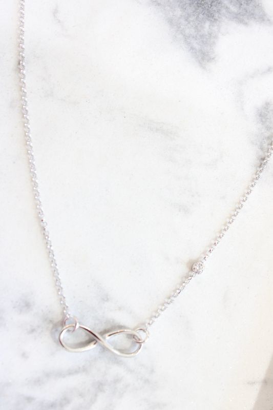 Sterling Silver Rhodium-plated CZ Infinity Knot Necklace