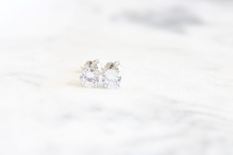 Copy of Sterling Silver Rhodium-plated Polished Round 5mm CZ Stud Earrings