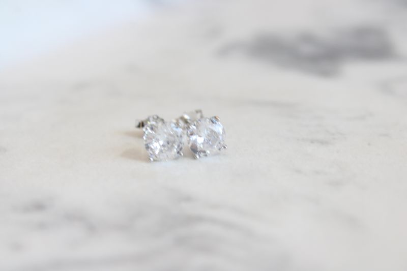 Sterling Silver Rhodium-plated Polished Round 6mm CZ Stud Earrings