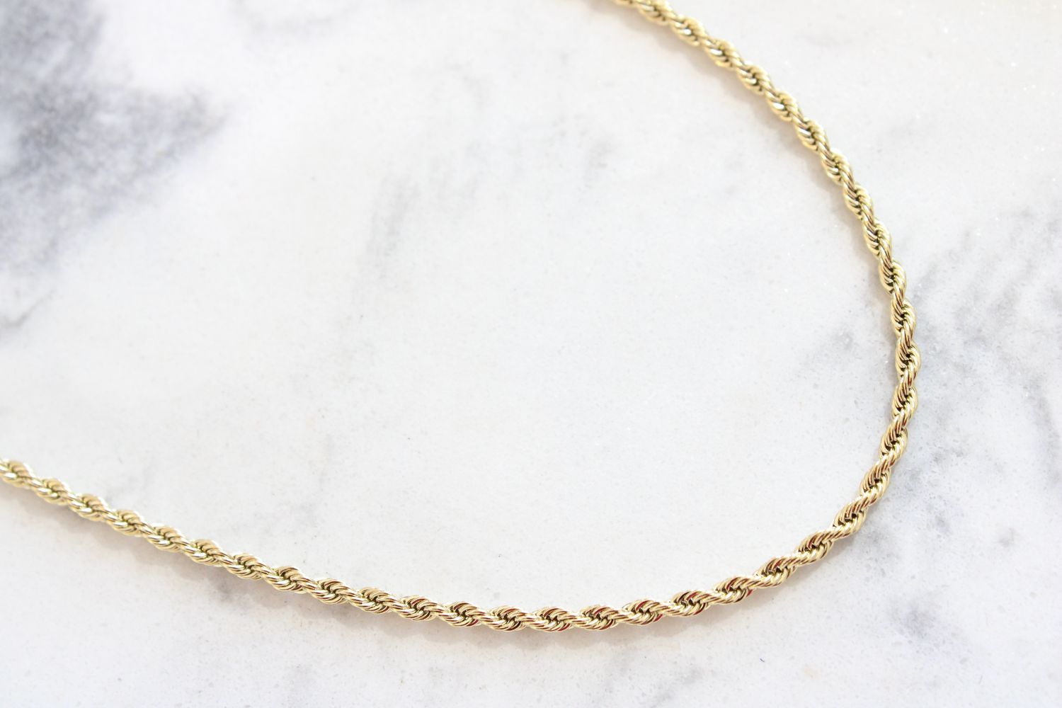 Stainless Steel Yellow IP Plated 2.4mm Rope, 18in 