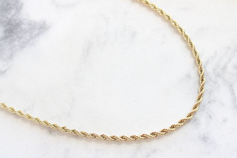Stainless Steel Yellow IP Plated 2.4mm Rope, 18in 