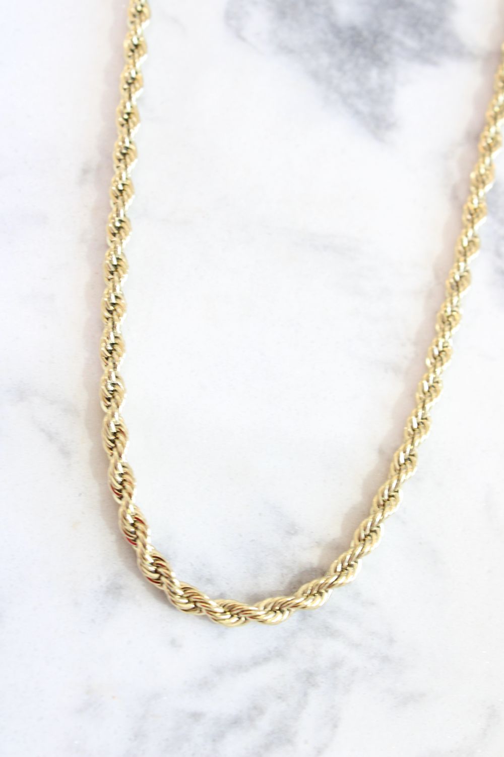 Stainless Steel Yellow IP Plated 4mm Rope, 22in 
