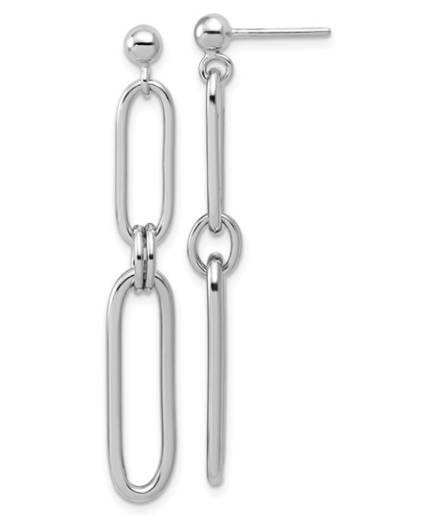 Sterling Silver RH-plt Polish Paper Clip earrings