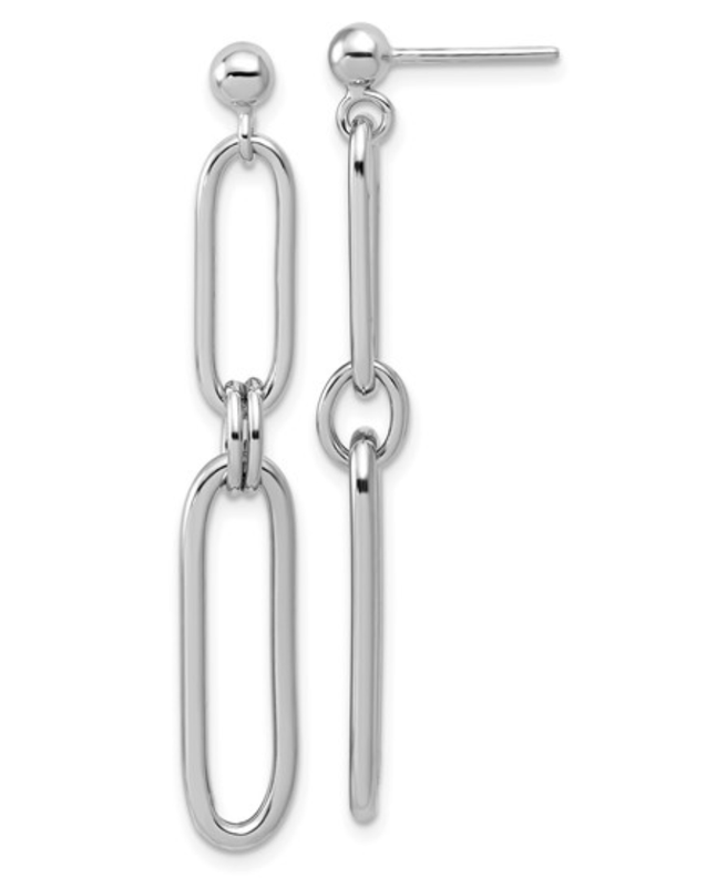 Sterling Silver RH-plt Polish Paper Clip earrings